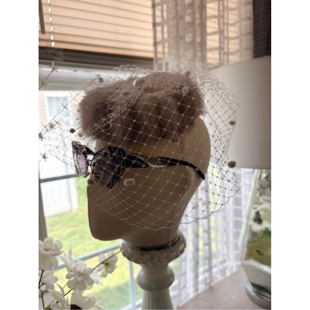 VTG Mink Fur Mesh Veil Fascinator Hat